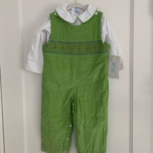 Vive La Fete Toddler Boy Overalls and Shirt Size 2T